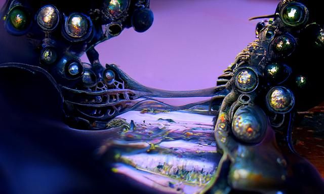 Mushroom Octopus and Gothic Platypus in Biopunk Ruins