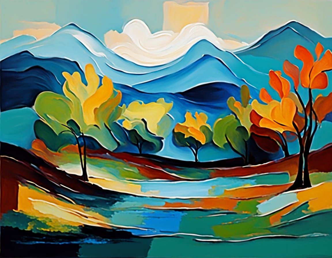 Abstract Bodyscape: Impasto Autumnal Female Landscape