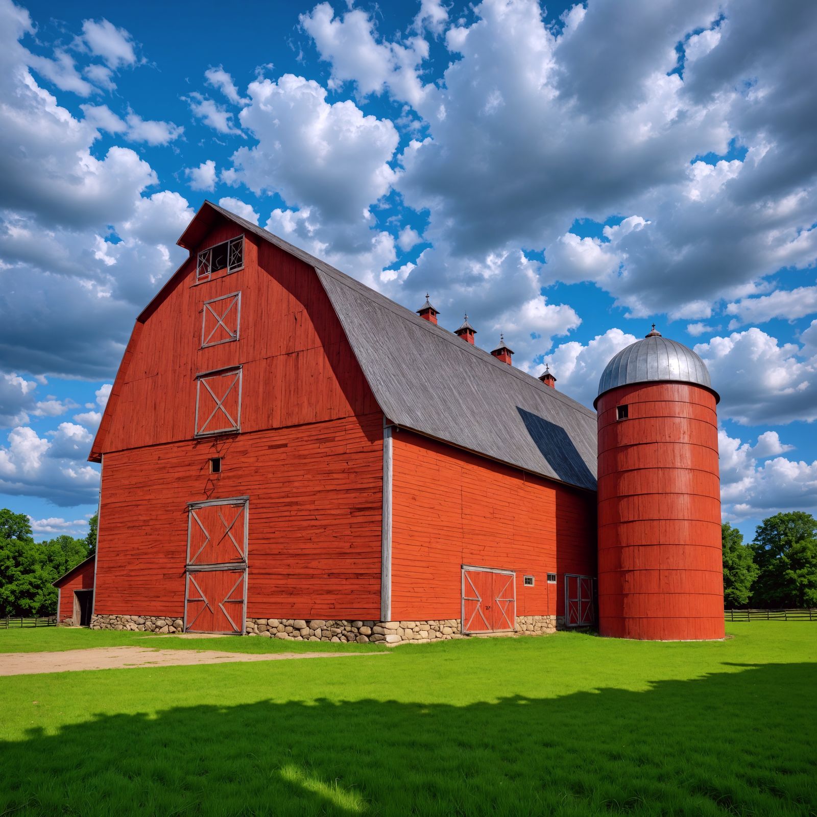Hyperrealistic Barn Scene in High Contrast