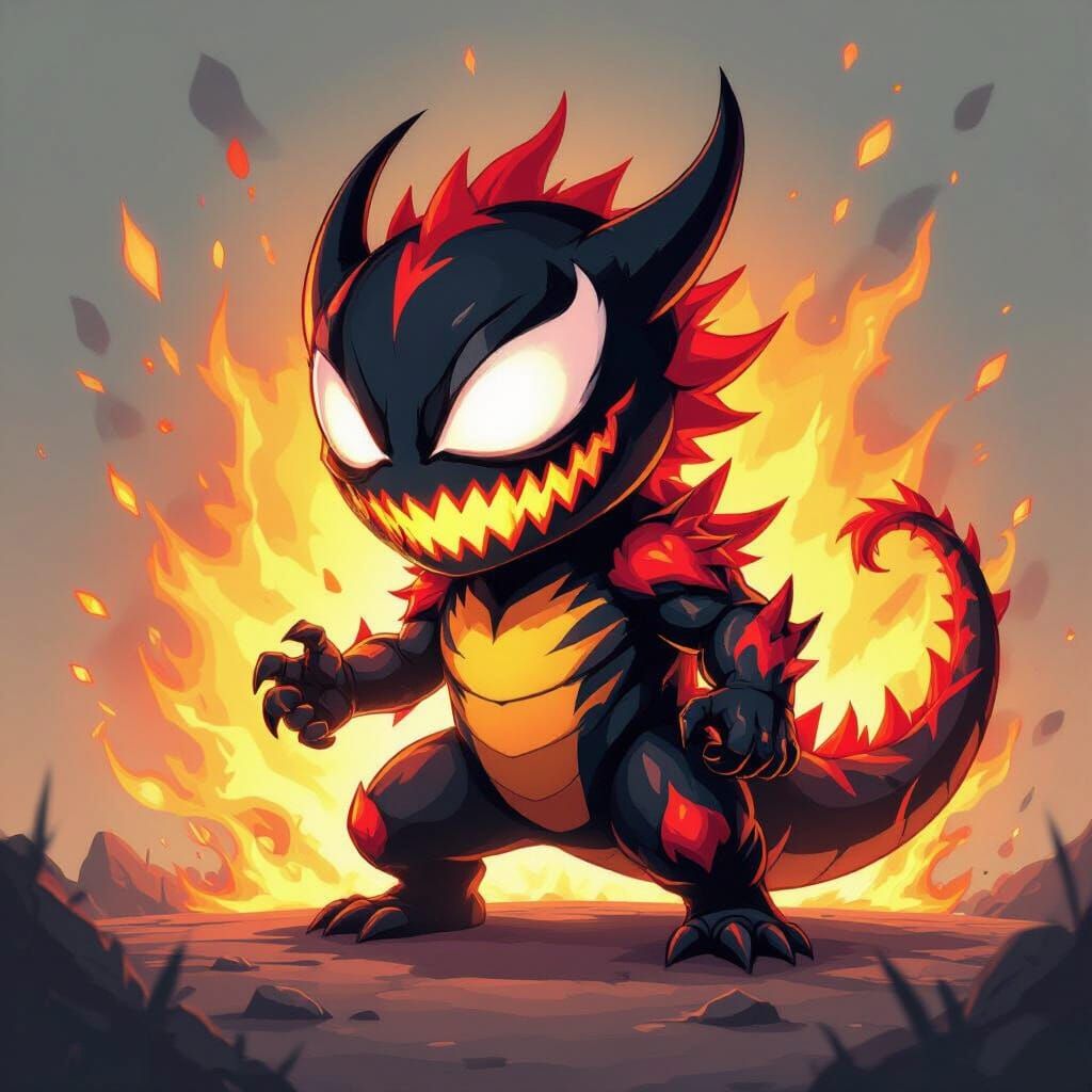 Chibi Dragon Carnage Symbiote in Burning Nova