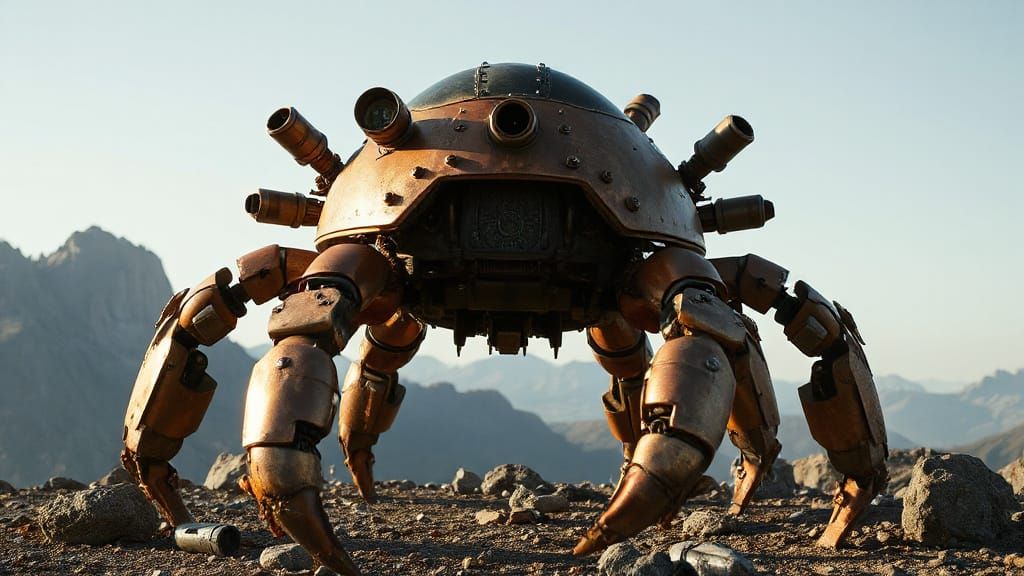 Steampunk Crab Robot in Hyper-Realistic Detail