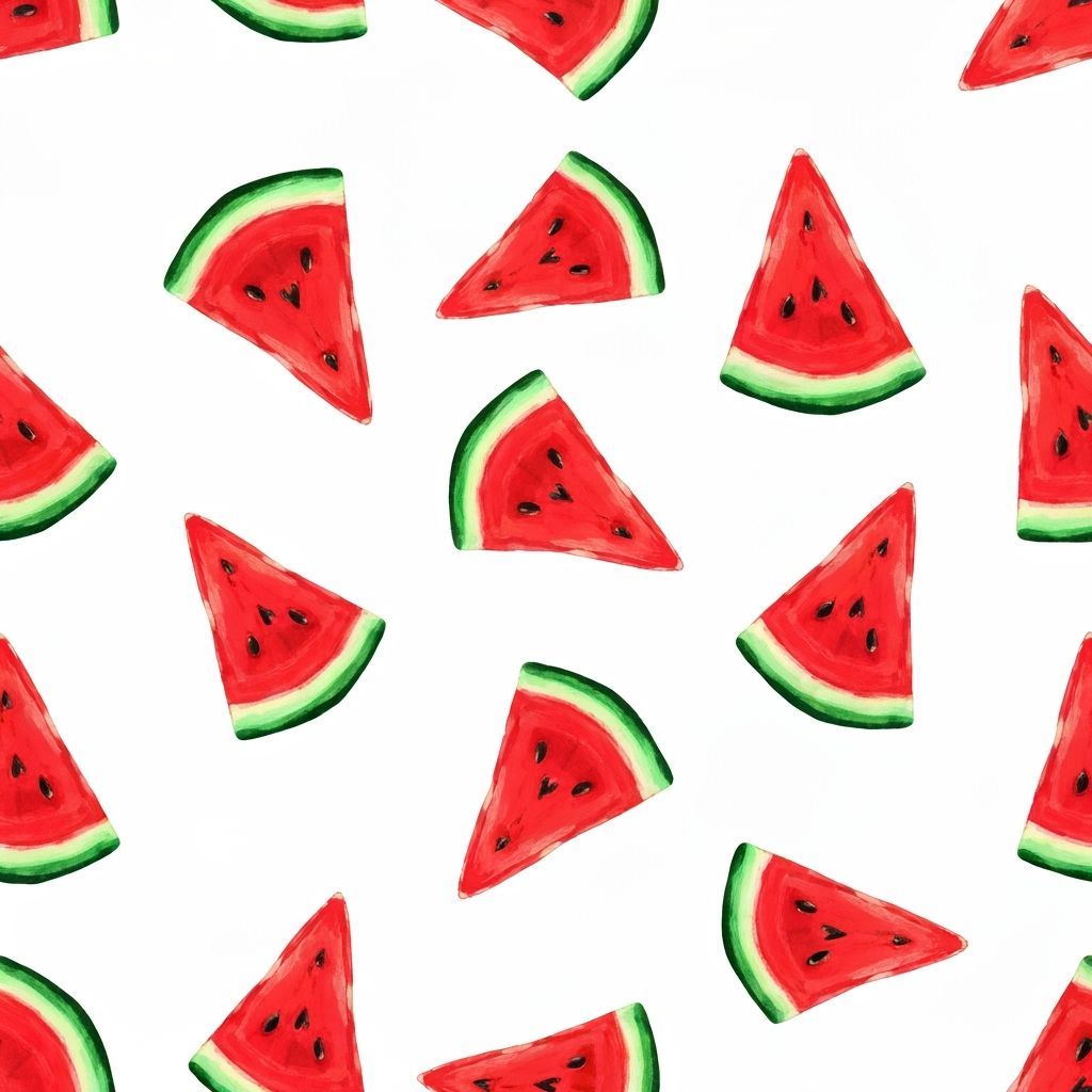 Watermelon Slices Seamless Pattern in Digital Painting Style