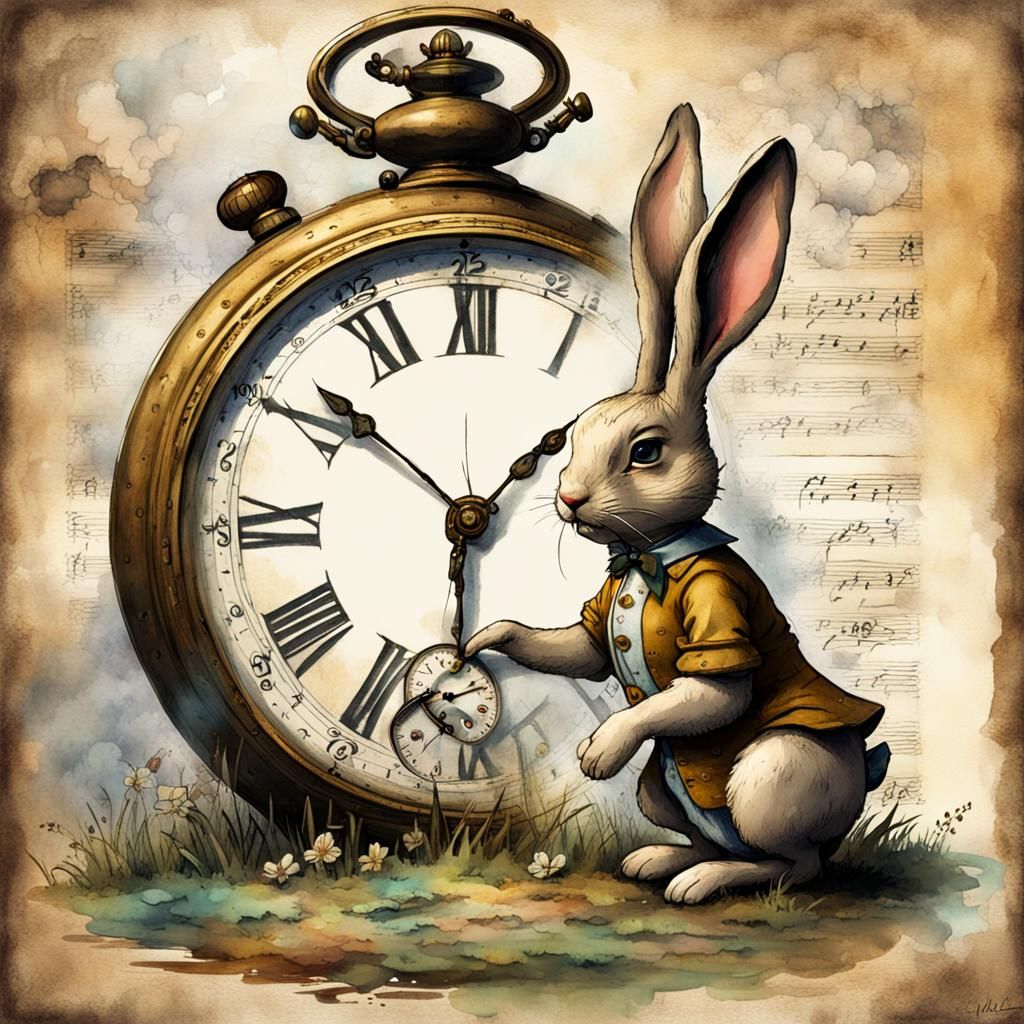 Alice in Wonderland: White Rabbit Watercolor