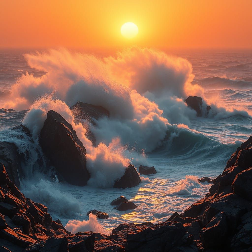 "The waves were crashing on the shore; it was a lovely sight."