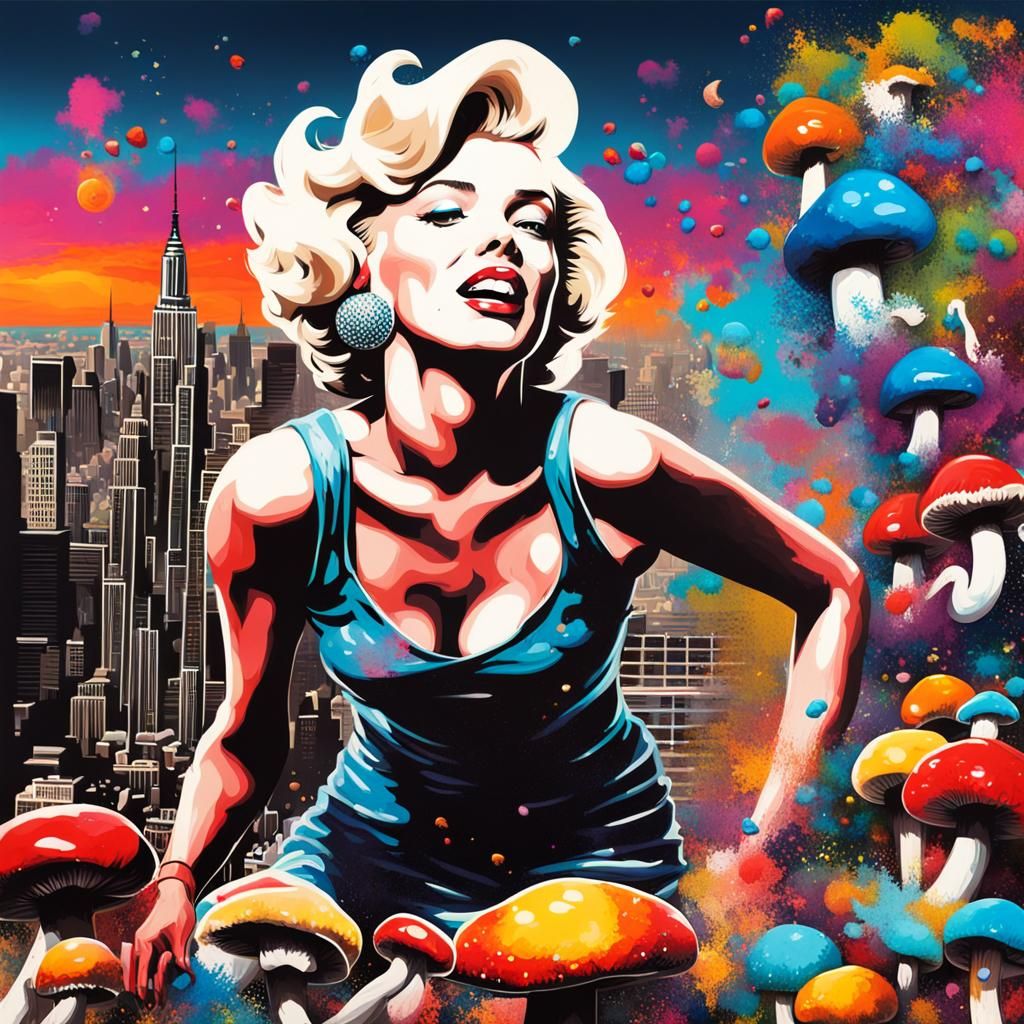 Marilyn Monroe Graffiti Art on Empire State Building