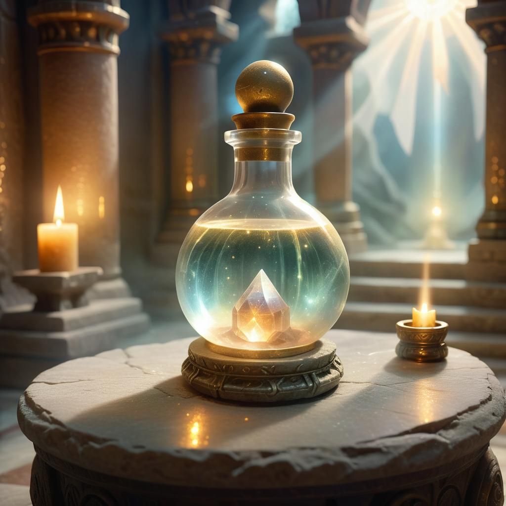 Mystical Potion in Temple: Fantasy Concept Art