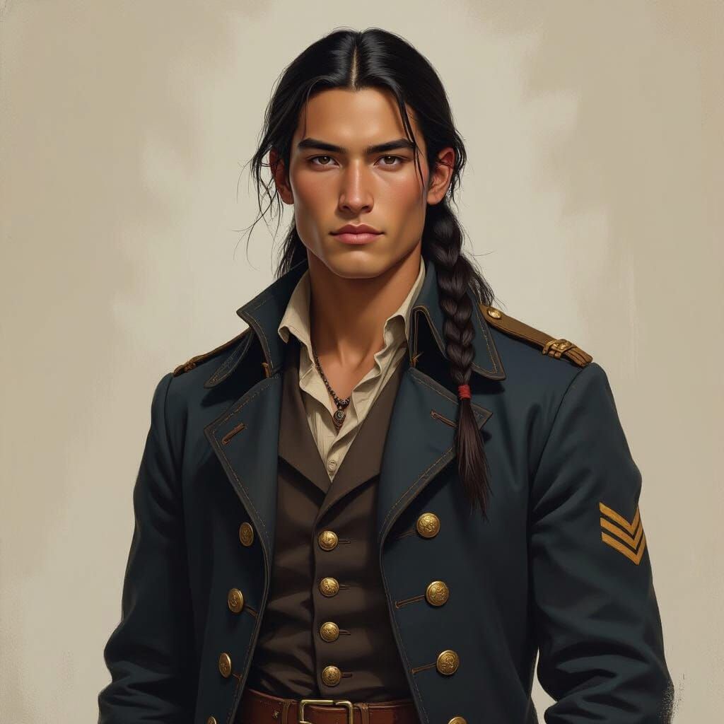 Ethereal Native American Youth in Civil War Coat