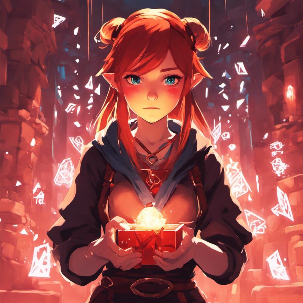 Crimson Haired Girl in Dungeon Interior, Breath of the Wild ...
