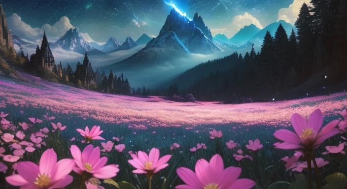 Springtime Sky with Fireflies and God Rays