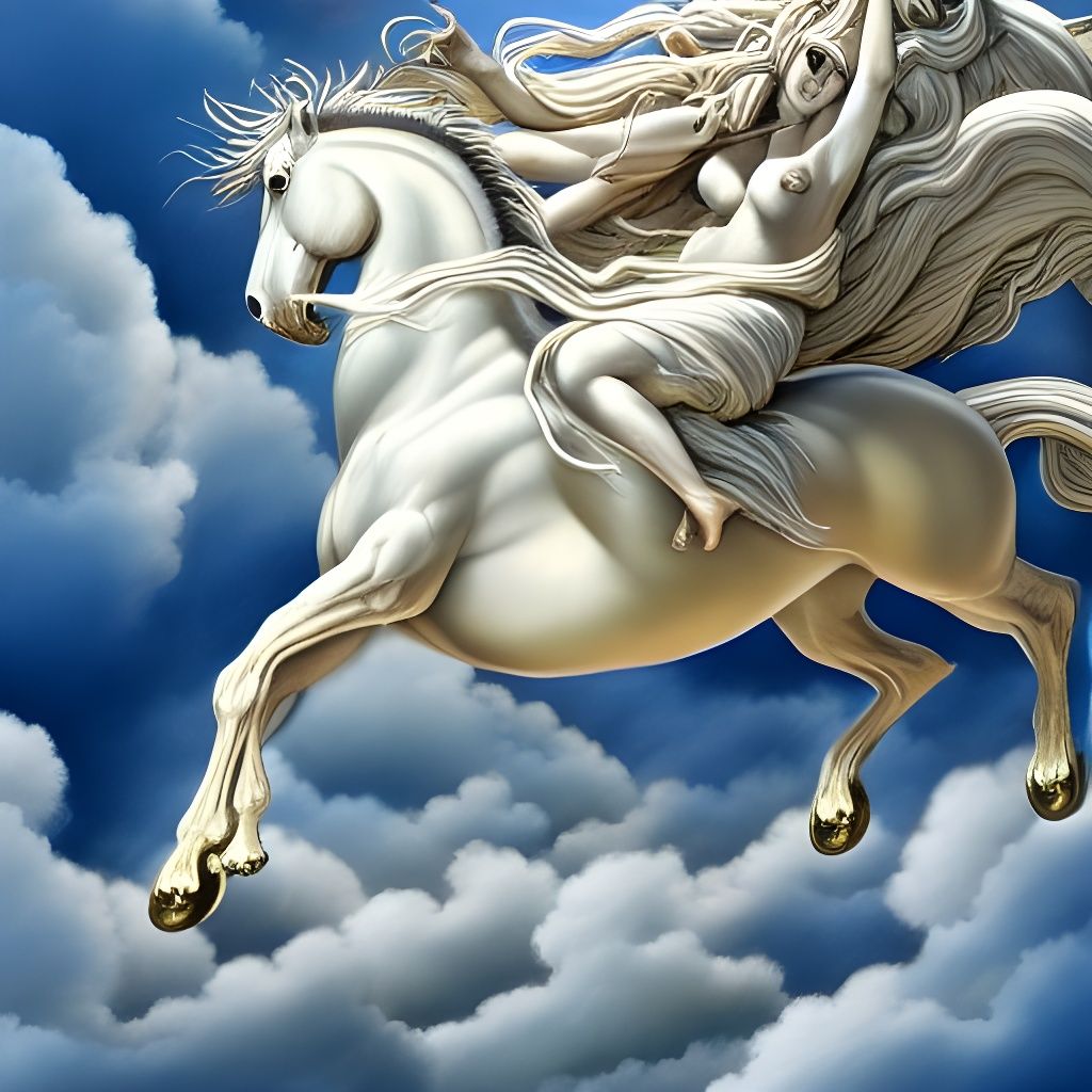 Medusa's Mythical Birth of Pegasus: Hyper-Realistic Illustra...