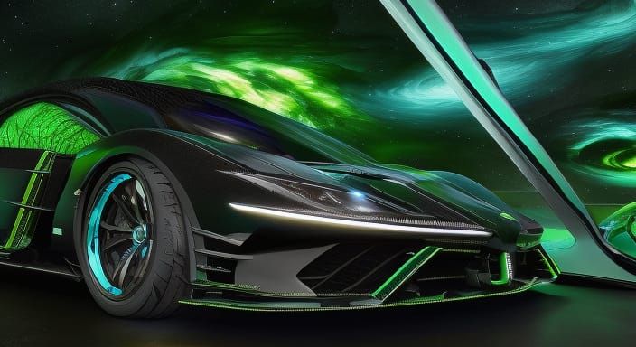 horrific insanely detailed black green exotic alien supercars, intricate and hyperdetailed Central fantasy art 4K 64 meg...