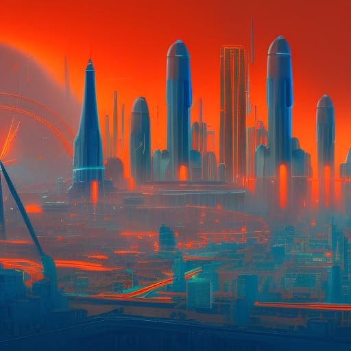 1950s Atomic Era Cityscape in Detailed Matte Painting
