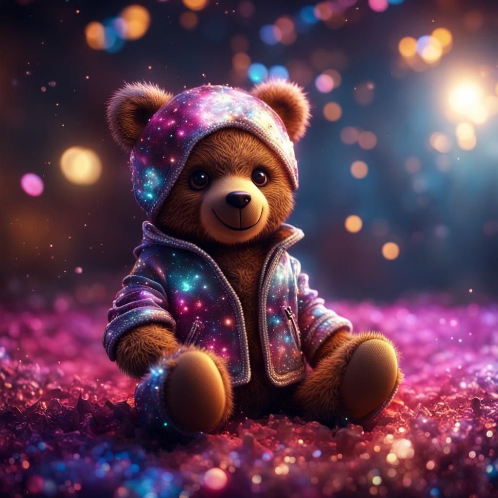 Sparkly Jacket on Teddy Bear: Detailed Matte Painting