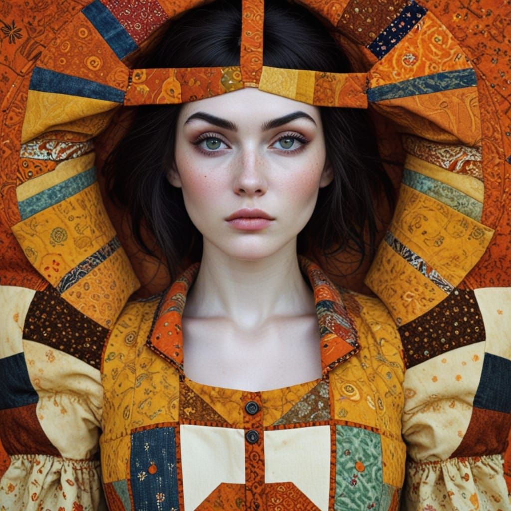 Vibrant Patchwork Tapestry in Whimsical Style