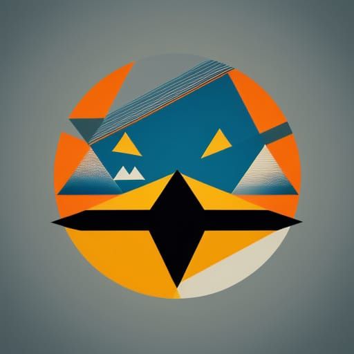 Sleek Bauhaus-Inspired Mountain Range with Rising Sun