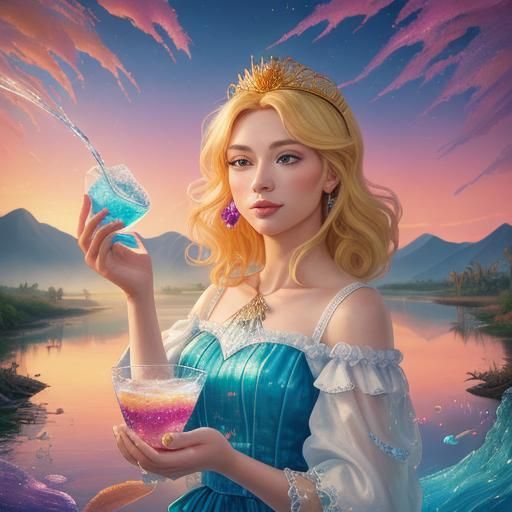 Queen's River Ritual in Hyper-Realistic Candy Art