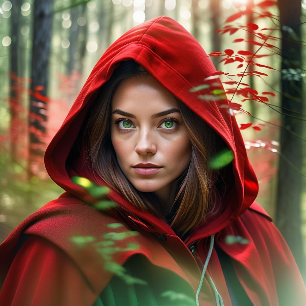 Red Cloak: Forest Portrait in Natural Light