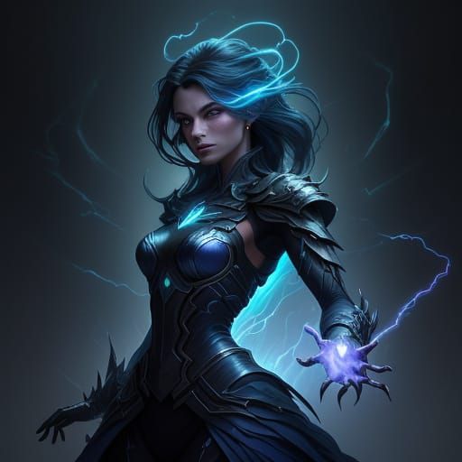 Woman Crafts Woman From Electric Energy in Studio