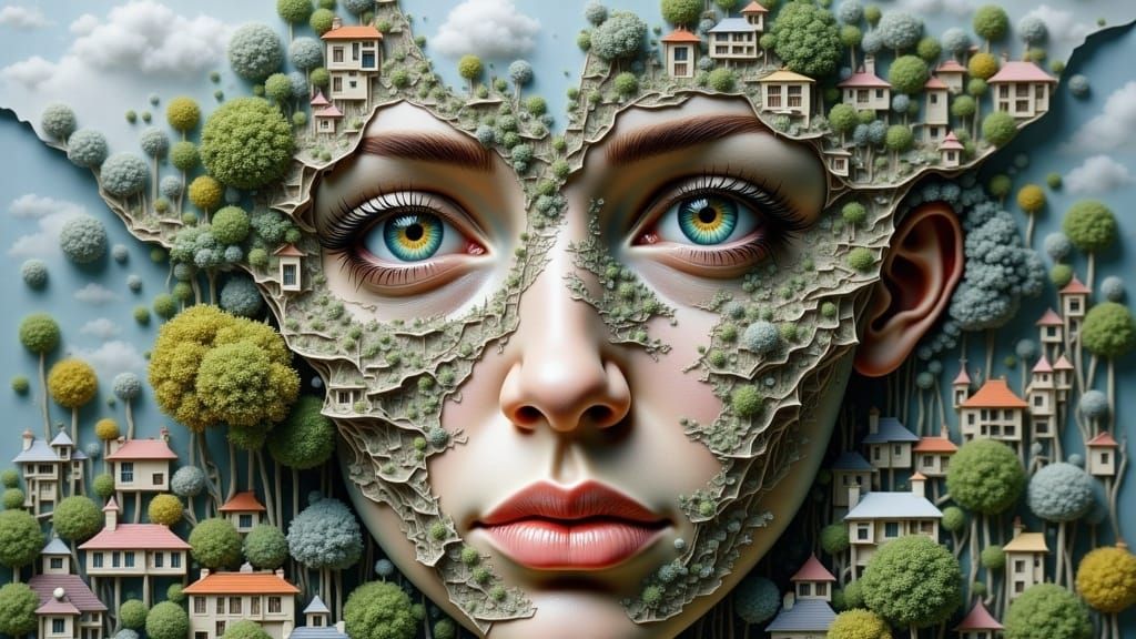 Surreal Landscape Face Art
