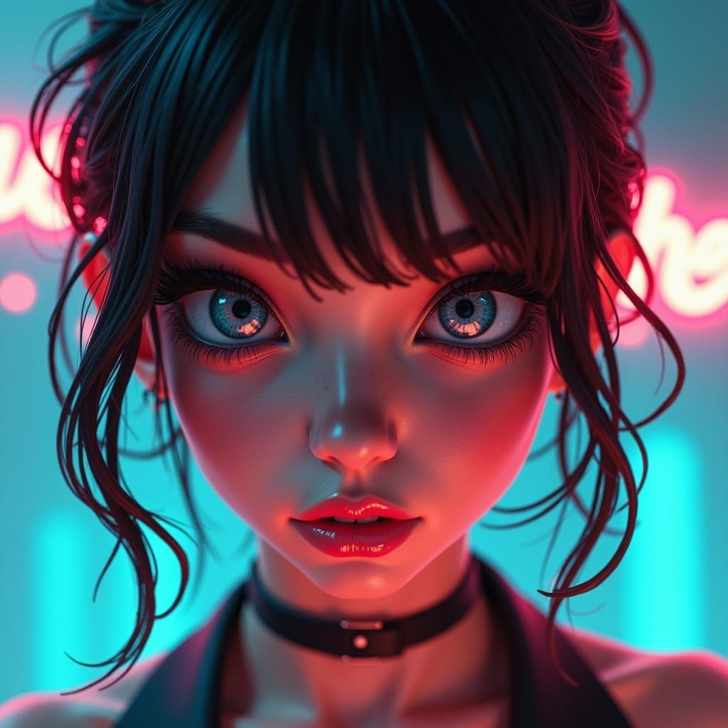 Cute Glitch Pinup Girl in 3D