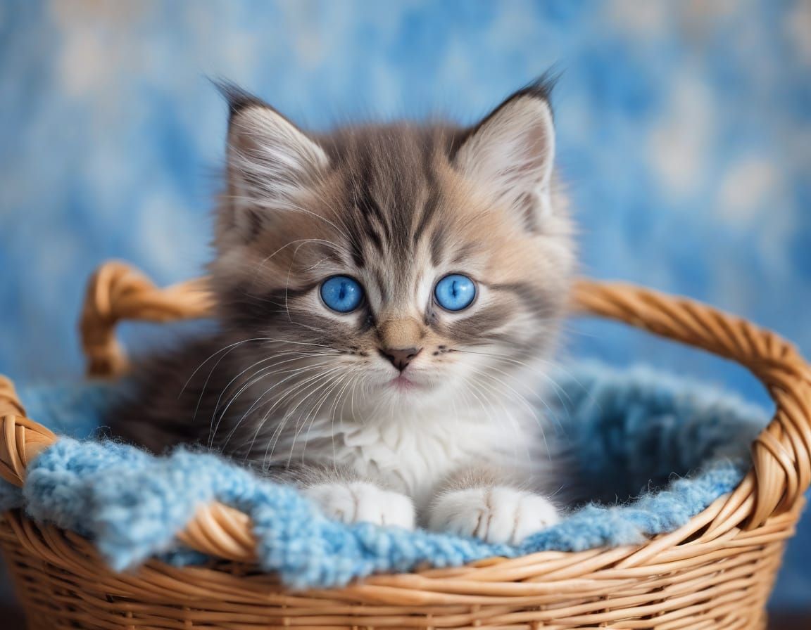 Whimsical Wicker Basket Scene in Pastel Colors