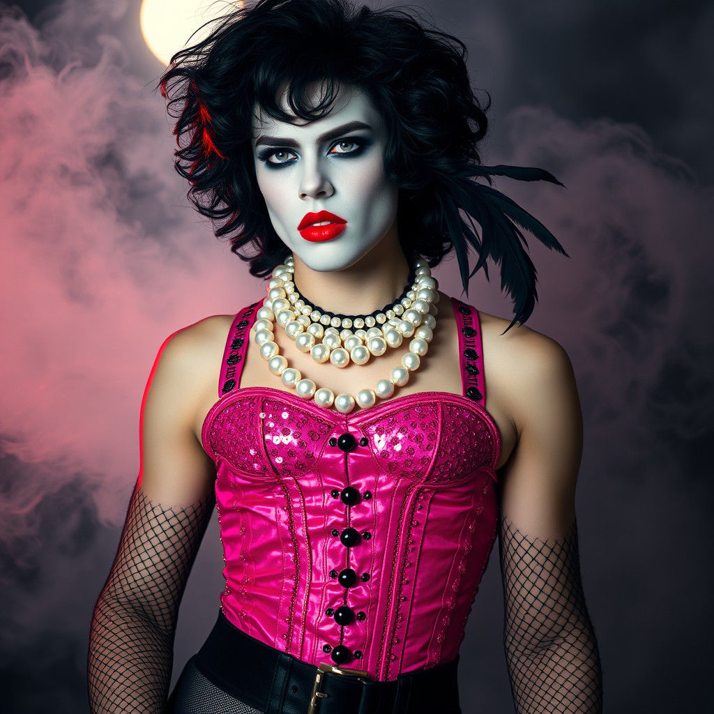 Glam Rock Figure in Baroque Moonlight