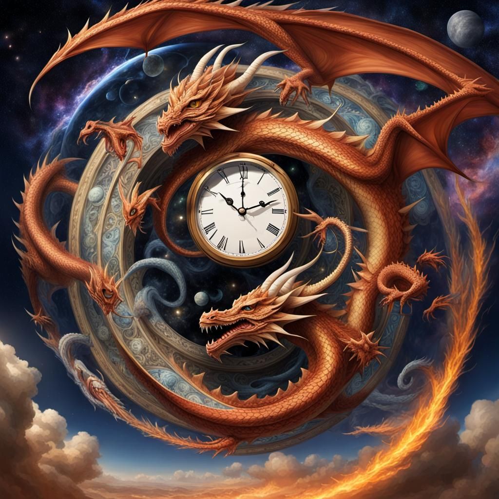 Clockwork Dragon Floating in Space-Time Illusion