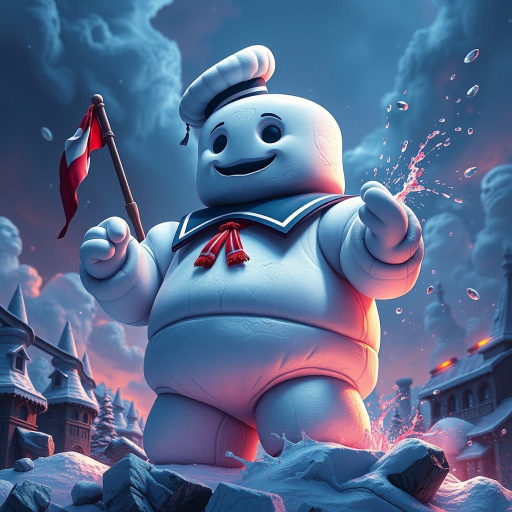 Gigantic Marshmallow Creature Rises from Fantasy Depths