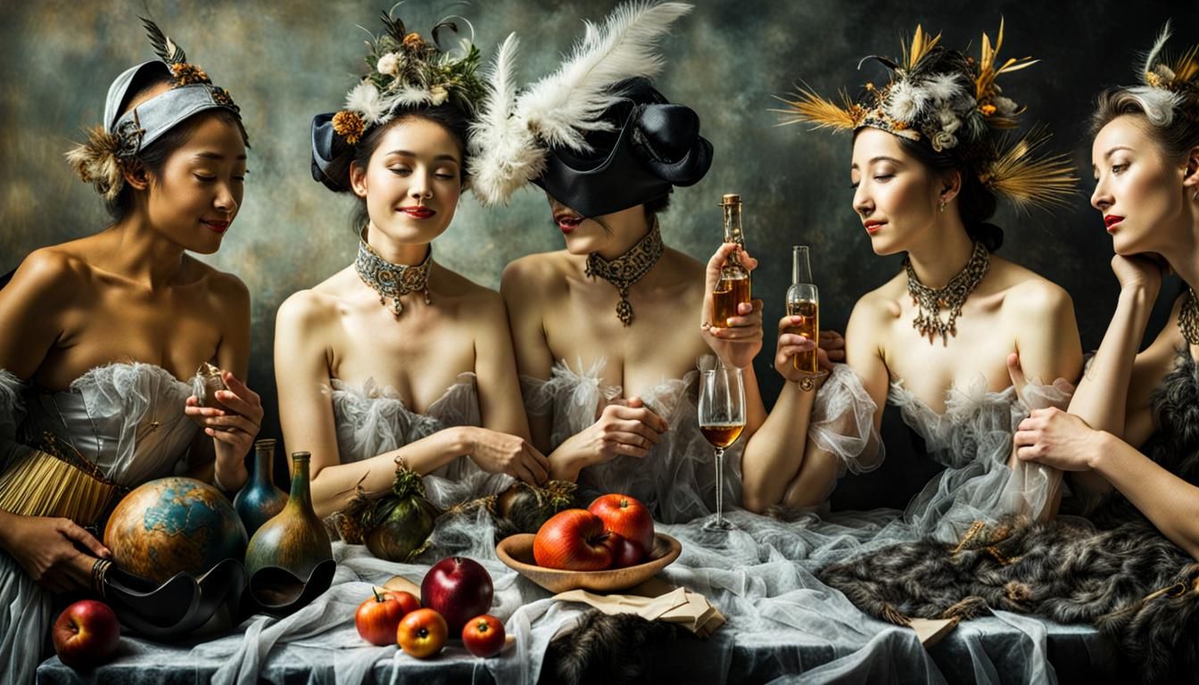 Surreal Alien Celebration in Gritty Restaurant: Hyperrealist...