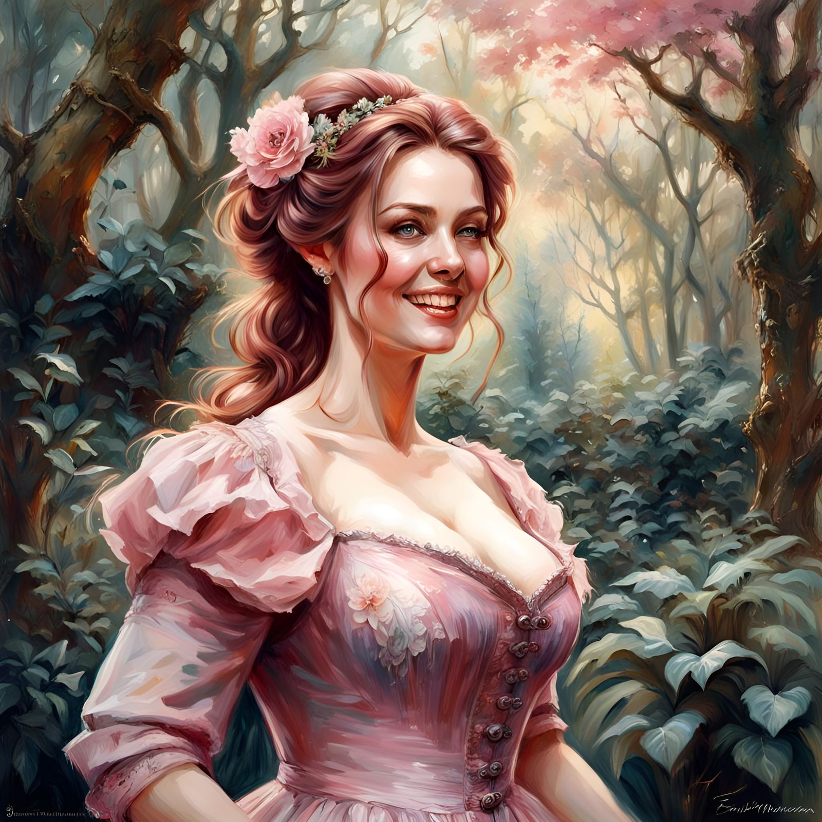 Victorian Woman Portrait in Mystic Garden