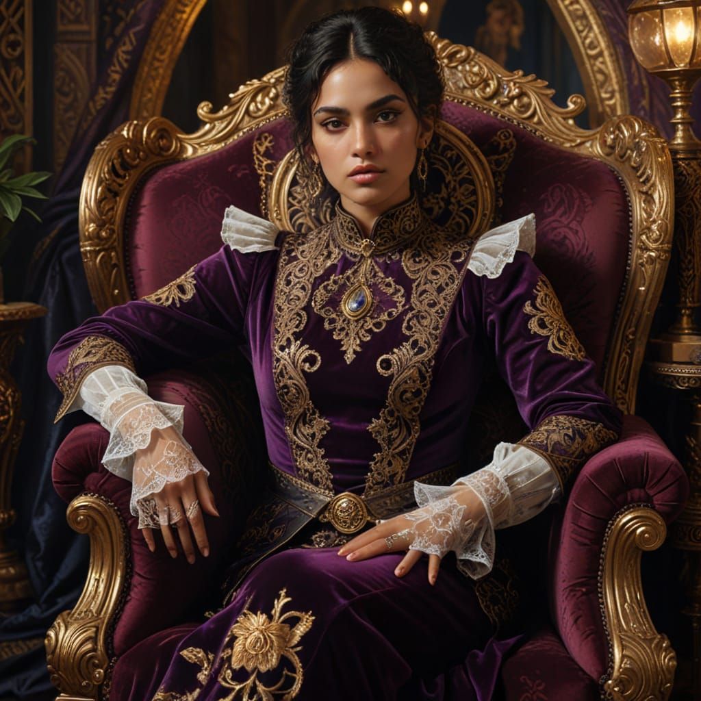 Steampunk Woman in Opulent Moorish-Andalusian Attire