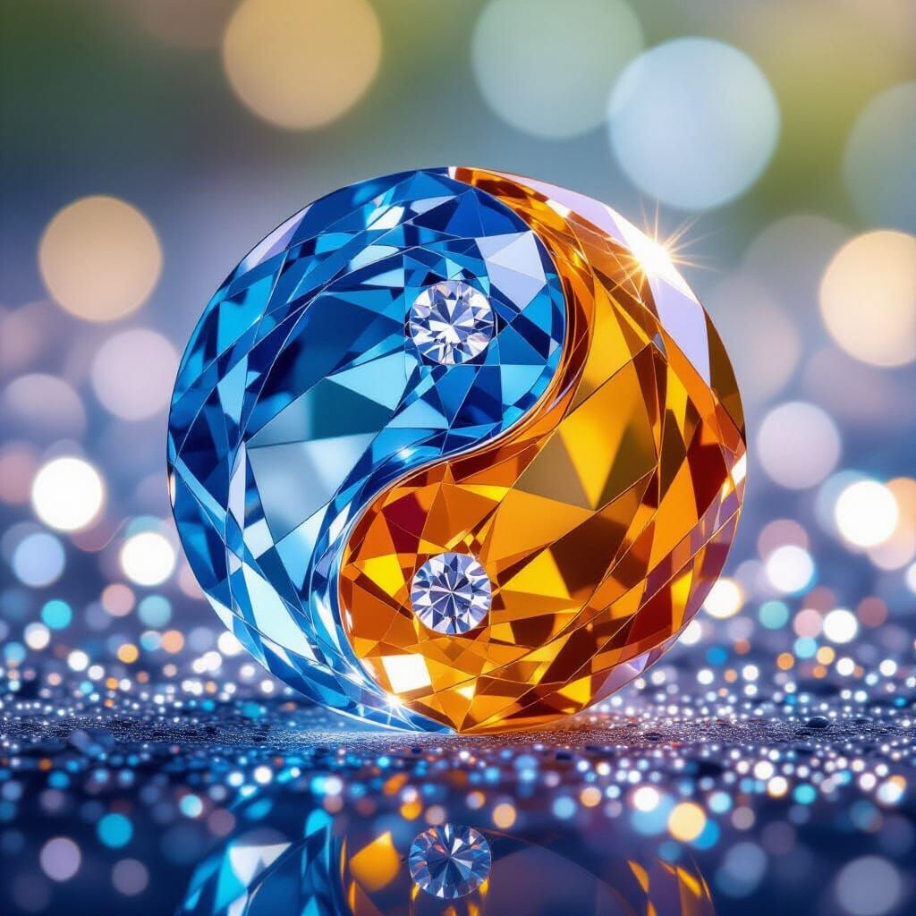 Crystal Yin & Yang Close-Up in Vibrant Colors