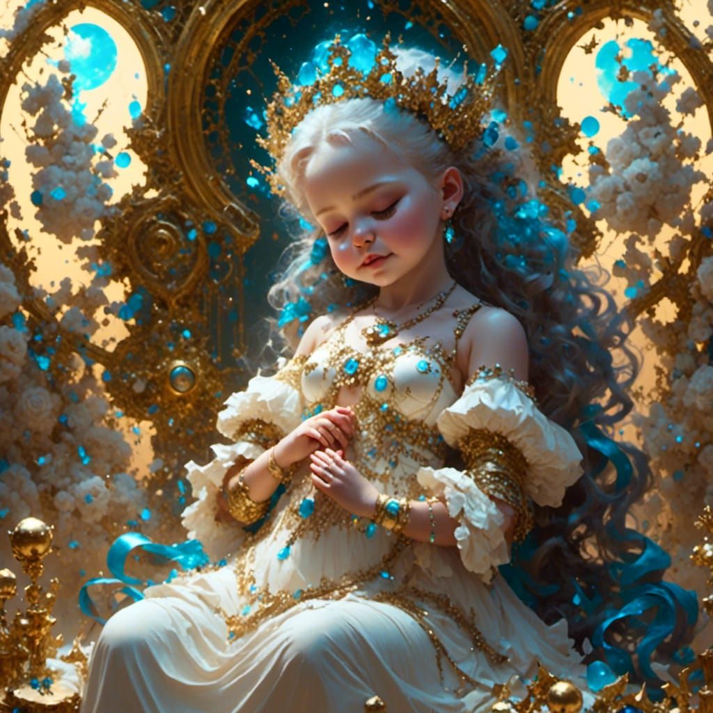 Woman Praying Over Sick Baby in Fantasy Style