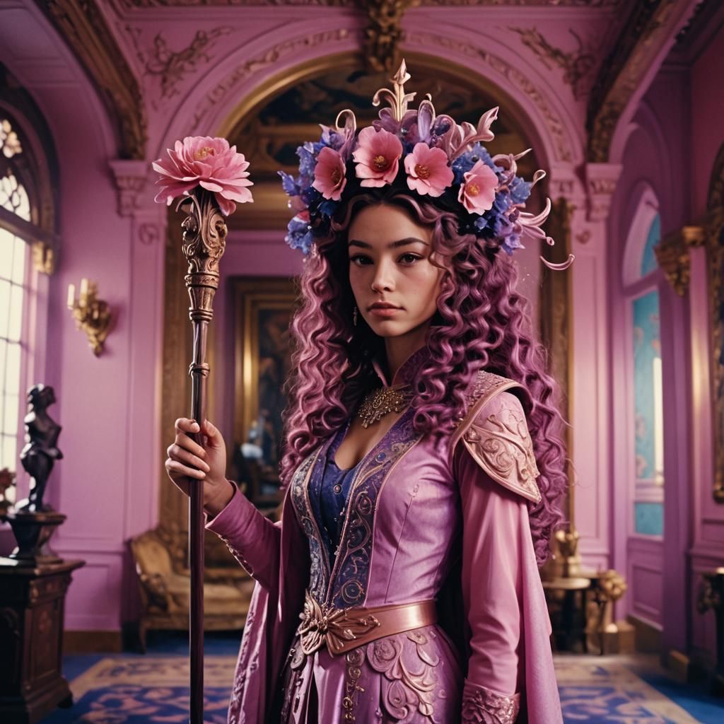 Maiden with Flower Staff in Royal Room