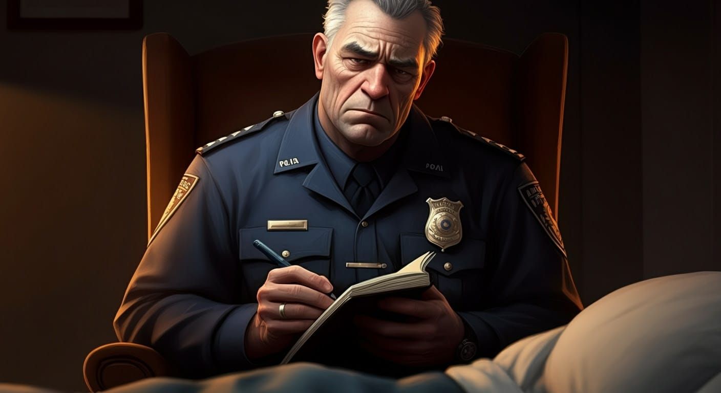 Serious Police Officer in Hyper-Realistic Digital Art