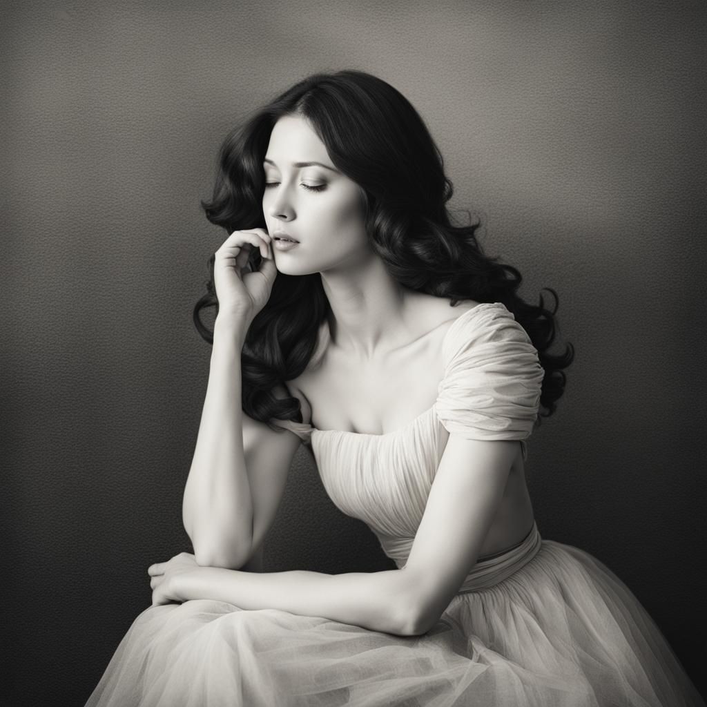 Melancholy Woman Lost in Thought
