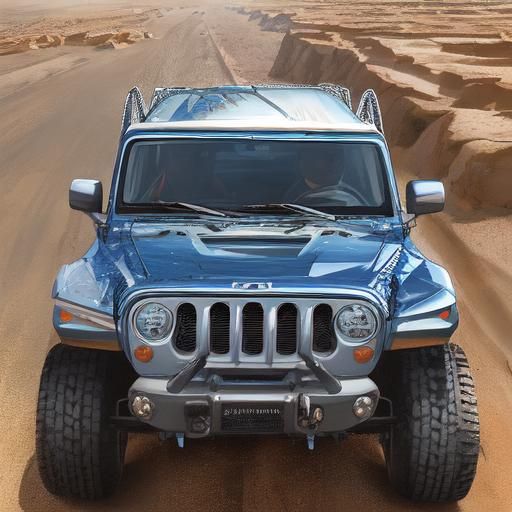 Joker Jeep Drives Through Desert Landscape