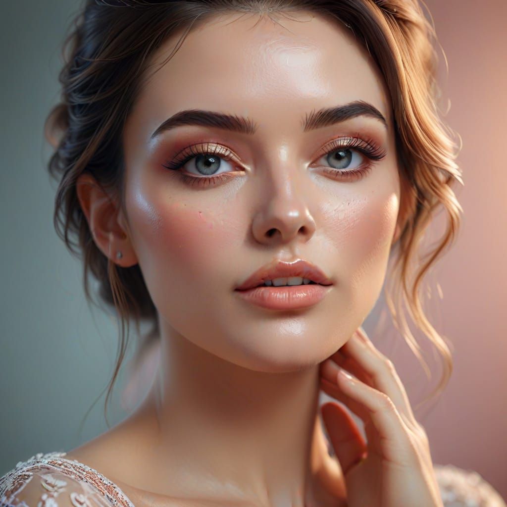 Glamour Shot of Young Woman in Pastel Colors