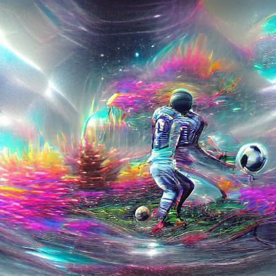 Astral Football: Holographic Cosmic Illustration