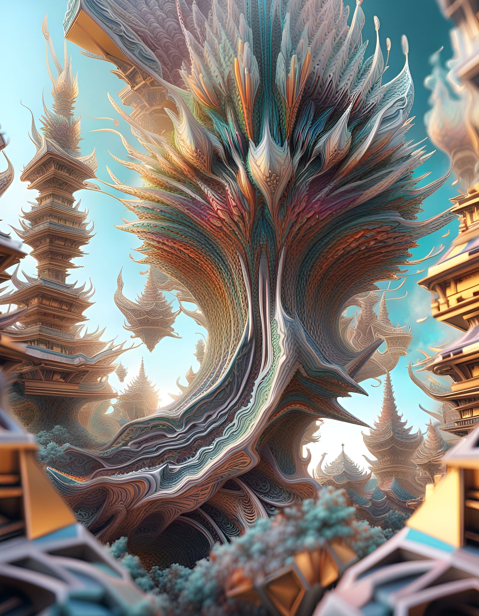 Geometric Abstract in Striking Polychromatic 3D Render