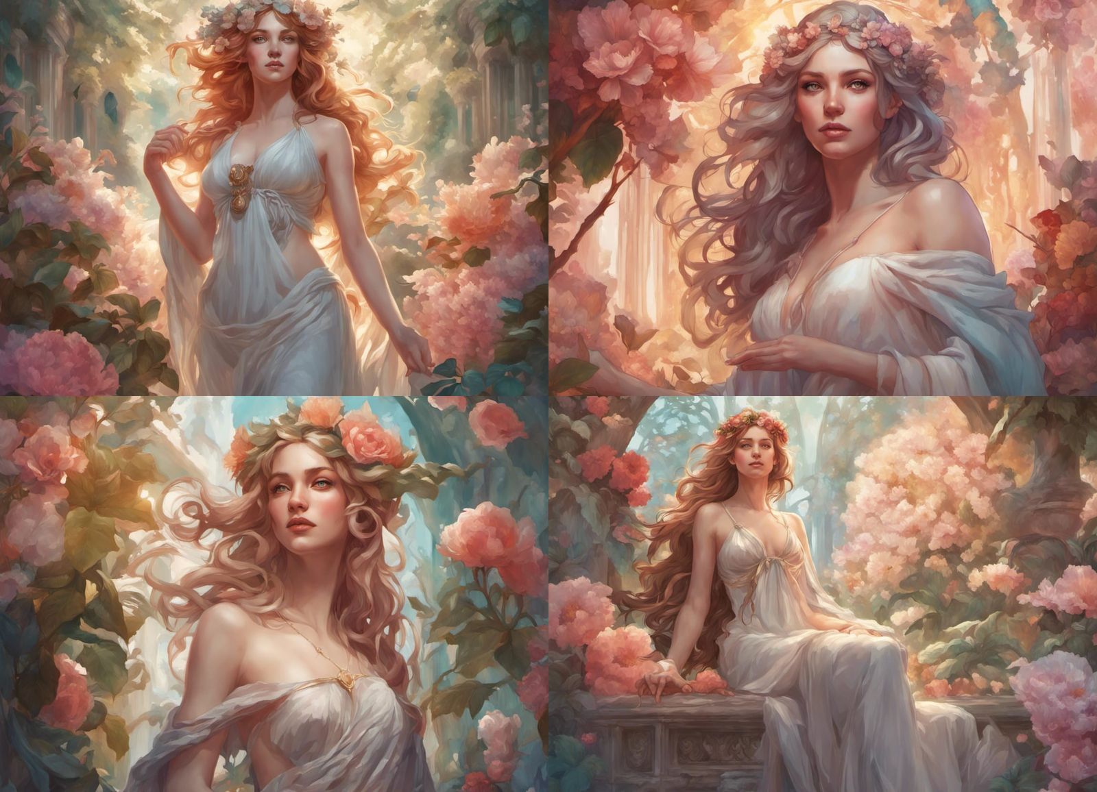 Beautiful aphrodite in the magical garden