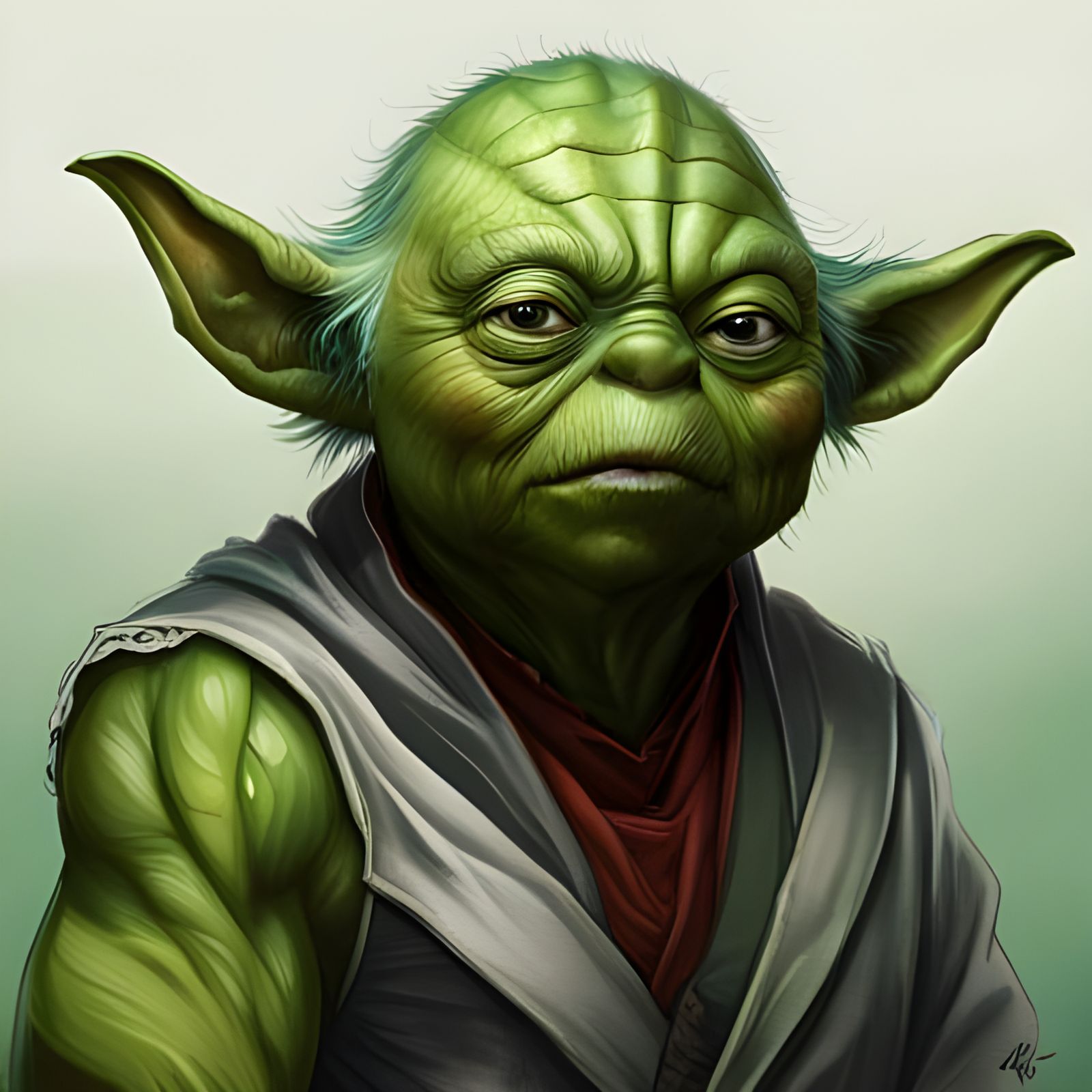 Muscular Yoda Concept Art in Comic Book Style