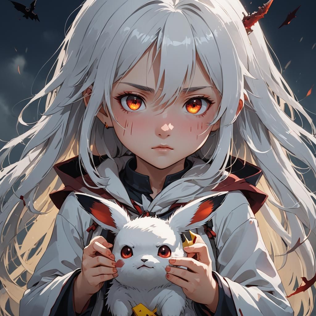Vampire Girl with Pikachu in Anime Style