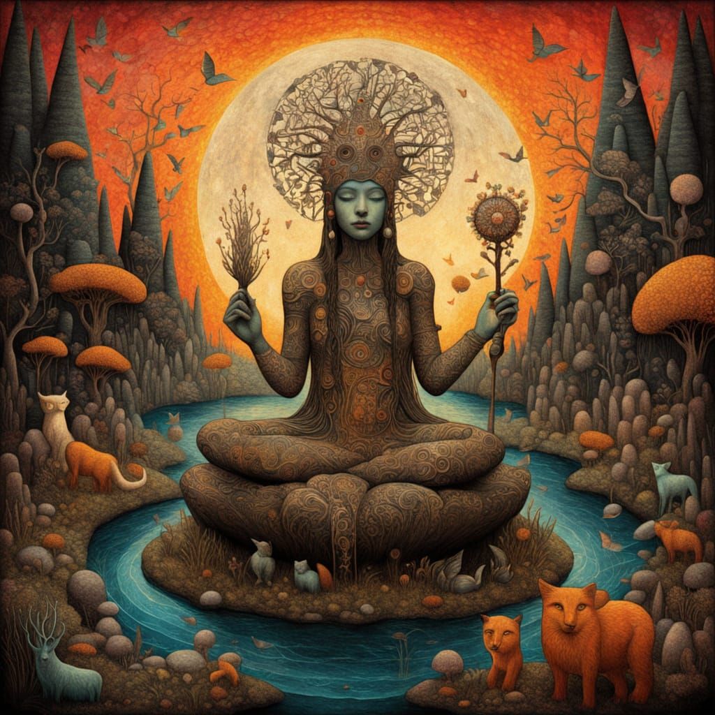 Mystical Shaman Creates Vibrant Sculpture from Shattered Mus...