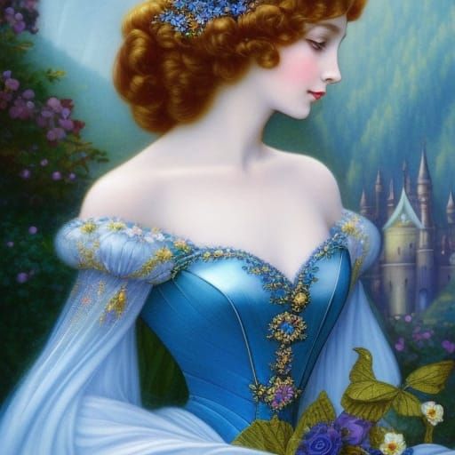 Cinderella Portrait in Fairy Tale Art Style