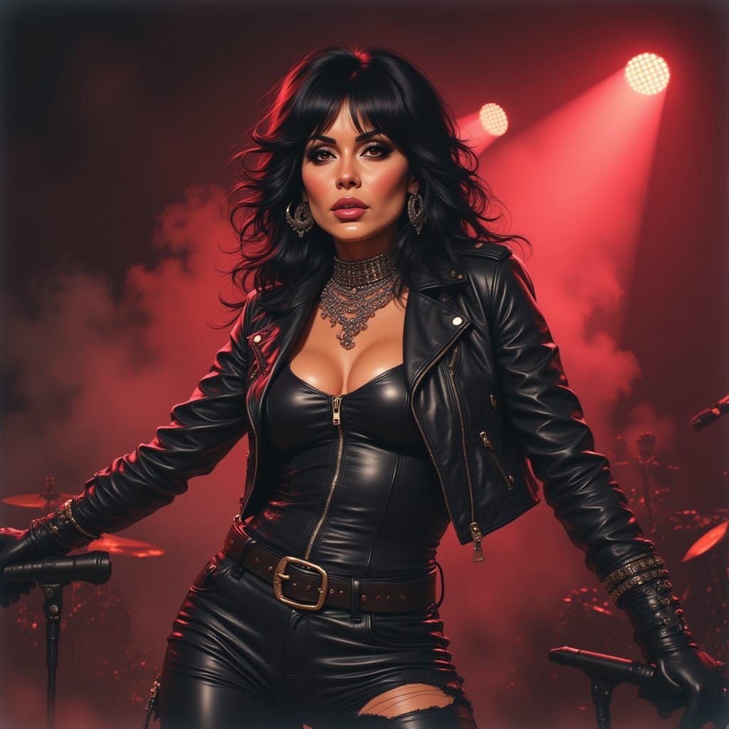 Punk Rock Woman in Leather Jacket