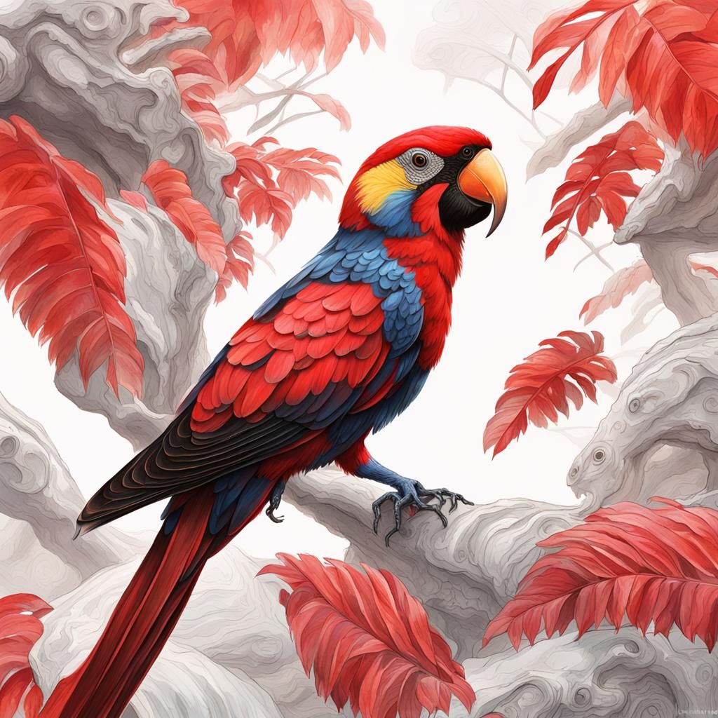 Exoplanet with Scarlet Alien Lifeforms: Concept Art