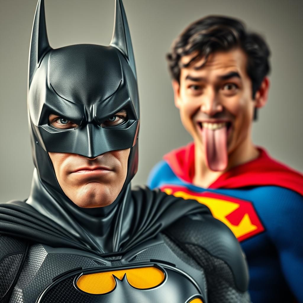 Batman and Superman Portrait in Comic Book Style