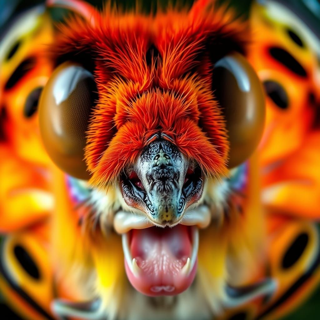 Confused Anthropomorphic Butterfly Face Close-Up