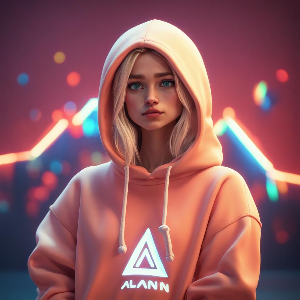 Blonde Girl in Alan Walker Sweatshirt: Pixar-Style 3D Art